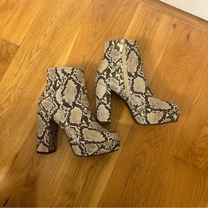 Snake Skin Platform Booties